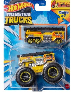 Buggy Hot Wheels Monster Trucks - 5 Alarm, s autićem